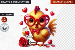 Valentine rooster ,Valentine&#039;s day Animal Clipart, Valentine Product Image 1