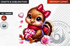 Valentine turkey ,Valentine&#039;s day Animal Clipart, Valentines Product Image 1