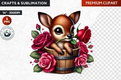 Valentines day deer Bucket Clipart,valentine sublimation Product Image 1