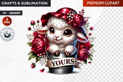 Valentines day sheep Bucket Clipart,valentine sublimation Product Image 1