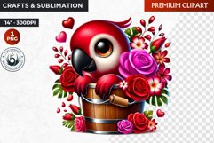 Valentines day animal Bucket Clipart,valentine sublimation Product Image 1