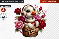 Valentines day goose Bucket Clipart,valentine sublimation Product Image 1