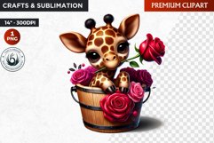 Valentines day giraffe Bucket Clipart,valentine sublimation Product Image 1