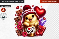 Valentines day chick Bucket Clipart,valentine sublimation Product Image 1