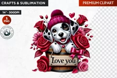 Valentines day puppy Bucket Clipart,valentine sublimation Product Image 1