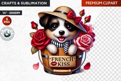 Valentines day puppy Bucket Clipart,valentine sublimation Product Image 1