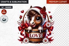 Valentines day horse Bucket Clipart,valentine sublimation Product Image 1