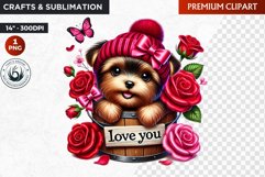 Valentines day puppy Bucket Clipart,valentine sublimation Product Image 1