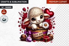 Valentines day sheep Bucket Clipart,valentine sublimation Product Image 1