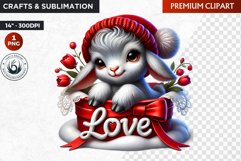 Valentines day goat Bucket Clipart,valentine sublimation Product Image 1