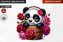 Valentines day panda Bucket Clipart,valentine sublimation Product Image 1