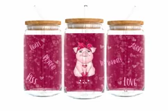 Tumbler Sublimation Valentine Animals, 16 oz glass can wrap, libbey 16 oz template, can glass beer