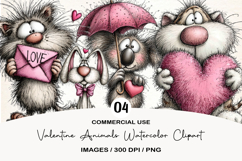 Valentine Animals Watercolor Clipart Product Image 1
