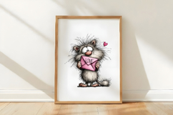 Valentine Animals Watercolor Clipart Product Image 3