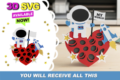 valentine astronaut topper 3D SVG Product Image 1