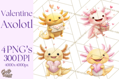 Valentine Axolotl Clipart PNG, Cute Axolotl Valentine Product Image 1