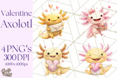 Valentine Axolotl Clipart PNG, Cute Axolotl Valentine Product Image 1