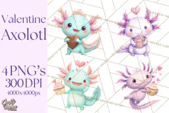Valentine Axolotl Clipart PNG, Cute Axolotl Valentine Product Image 1