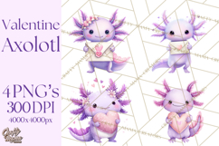 Valentine Axolotl Clipart PNG, Cute Axolotl Valentine Product Image 1