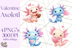 Valentine Axolotl Clipart PNG, Cute Axolotl Valentine Product Image 1
