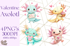 Valentine Axolotl Clipart PNG, Cute Axolotl Valentine Product Image 1