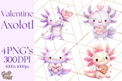 Valentine Axolotl Clipart PNG, Cute Axolotl Valentine Product Image 1