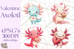 Valentine Axolotl Clipart PNG, Cute Axolotl Valentine Product Image 1