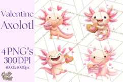 Valentine Axolotl Clipart PNG, Cute Axolotl Valentine Product Image 1