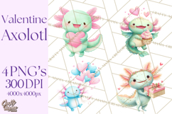 Valentine Axolotl Clipart PNG, Cute Axolotl Valentine Product Image 1