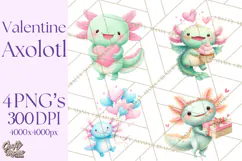 Valentine Axolotl Clipart PNG, Cute Axolotl Valentine Product Image 1
