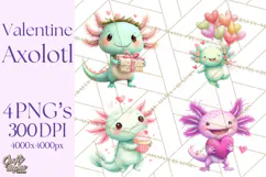 Valentine Axolotl Clipart PNG, Cute Axolotl Valentine Product Image 1
