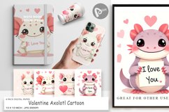 Digital Paper Valentine Axolotl Cartoon Product Image 1