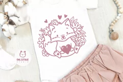 Valentine Baby Fox with Heart and Flowers SVG Cut File For Personalized Baby Onesie