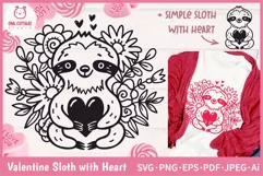 Valentine Baby Sloth with Heart and Flowers SVG Cut File for Valentine T-Shirt