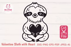 Valentine Baby Sloth with Heart  SVG Cut File