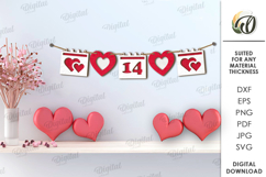 Valentine&#039;s Day Banner Laser Cut. Valentine Wall Decor SVG Product Image 1