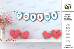 Valentine&#039;s Day Banner Laser Cut. Valentine Wall Decor SVG Product Image 1