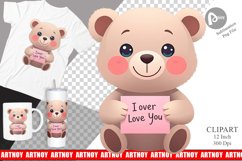 Valentine Bear Cartoon Clipart Product Image 1
