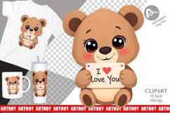 Valentine Bear Cartoon Clipart Product Image 1