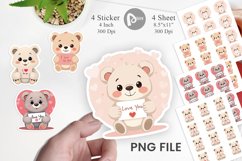 Valentine Bear Cartoon Sticker Product Image 1