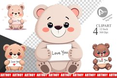 Valentine Bear Cartoon Clipart Product Image 1