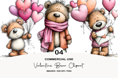 Valentine Bear Clipart PNG Product Image 1