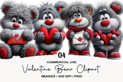 Valentine Bear Clipart Sublimation Product Image 1