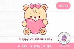 Cute teddy bear clipart kawaii animals Valentine clip art Product Image 1