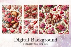 Bear Heart Valentines Background Rose Love Wallpaper Product Image 1