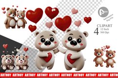 Valentine Bear Clipart Product Image 1