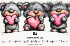 Valentine Bear With Holding Pink Heart Clipart Product Image 1
