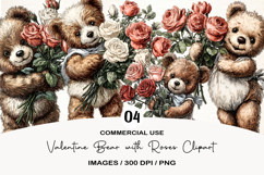 Valentine Bear with Roses Clipart Product Image 1