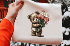 Valentine Bear with Roses Clipart Product Image 2