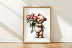 Valentine Bear with Roses Clipart Product Image 3